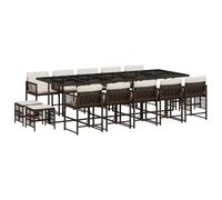 vidaXL Ensemble de jardin 15 pièces avec coussins Marron Poly rotin