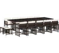 vidaXL Ensemble de jardin 15 pièces avec coussins Marron Poly rotin