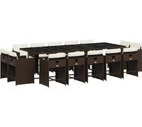 vidaXL Ensemble de jardin 15 pièces avec coussins Marron Poly rotin