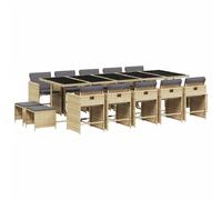 vidaXL Ensemble de jardin 15 pièces avec coussins Mélange beige Poly rotin