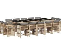 vidaXL Ensemble de jardin 15 pièces avec coussins Mélange beige Poly rotin