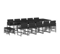 vidaXL Ensemble de jardin 15 pièces avec coussins Noir Poly Rattan
