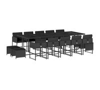vidaXL Ensemble de jardin 15 pièces avec coussins Noir Poly Rattan