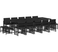 vidaXL Ensemble de jardin 15 pièces avec coussins Noir Poly Rattan