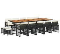 vidaXL Ensemble de jardin 15 pièces avec coussins Noir Poly Rattan
