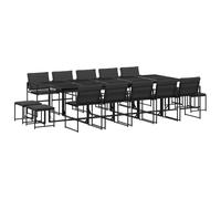 vidaXL Ensemble de jardin 15 pièces avec coussins Textilène Noir