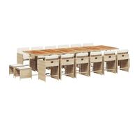 vidaXL Ensemble de jardin 17 pièces avec coussins Beige Poly Rattan