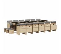vidaXL Ensemble de jardin 17 pièces avec coussins Mélange beige Poly rotin