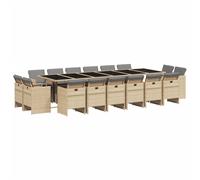 vidaXL Ensemble de jardin 17 pièces en poly rotin avec coussins – Mélange beige