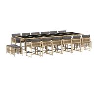 vidaXL Ensemble de jardin 17 pièces en poly rotin avec coussins – mélange beige