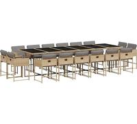 vidaXL Ensemble de jardin 17 pièces avec coussins Mélange beige Poly rotin