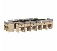 vidaXL Ensemble de jardin 17 pièces avec coussins Mélange beige Poly rotin