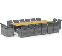 vidaXL Ensemble de jardin 17 pièces avec coussins Poly rotin gris