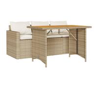 vidaXL Ensemble de jardin 2 pièces avec coussins Beige poly rotin