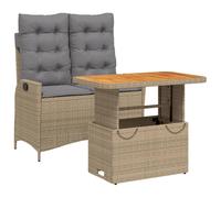 vidaXL Ensemble de jardin 2 pièces avec coussins Beige Poly Rattan