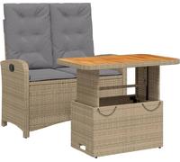 vidaXL Ensemble de jardin 2 pièces avec coussins Beige Poly Rattan