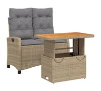 vidaXL Ensemble de jardin 2 pièces avec coussins Beige Poly Rattan