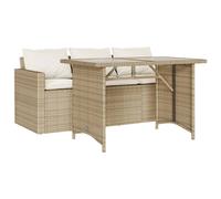vidaXL Ensemble de jardin 2 pièces avec coussins Beige Poly Rattan