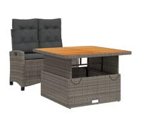 vidaXL Ensemble de jardin 2 pièces avec coussins Gris Poly rotin