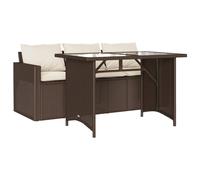 vidaXL Ensemble de jardin 2 pièces avec coussins Marron Poly rotin