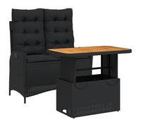 vidaXL Ensemble de jardin 2 pièces avec coussins Noir Poly Rattan