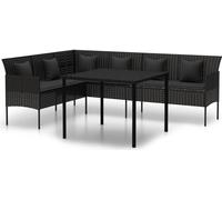 vidaXL Ensemble de jardin 2 pièces 362338 avec coussins, résine tressée Noir