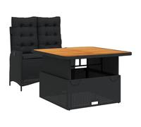 vidaXL Ensemble à manger de jardin 2 pièces 3277451 – en poly rattan – Noir avec coussins