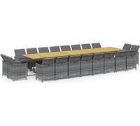 vidaXL Ensemble de jardin 21 pièces avec coussins Gris Poly rotin