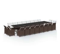 vidaXL Ensemble de jardin 21 pièces avec coussins Poly rotin brun