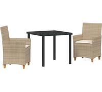 vidaXL Ensemble de jardin 3 pcs Beige Poly-Rattan
