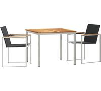 vidaXL Ensemble de jardin 3 pcs brun bois massif teck
