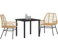 vidaXL Ensemble de jardin 3 pcs brun Poly-Rattan