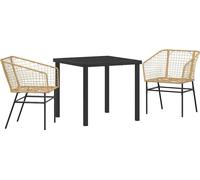 vidaXL Ensemble de jardin 3 pcs brun Poly-Rattan