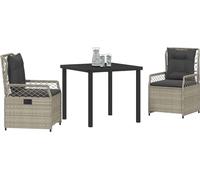 vidaXL Ensemble de jardin 3 pcs gris clair Poly-Rotin