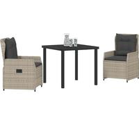 vidaXL Ensemble de jardin 3 pcs gris clair Poly-Rotin
