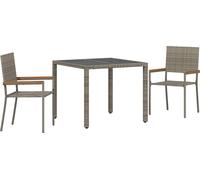 vidaXL Ensemble de jardin 3 pcs Gris Poly-Rotin