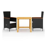 vidaXL Ensemble de jardin 3 pcs - Noir