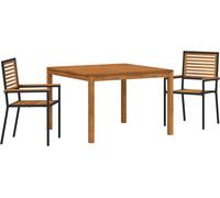 vidaXL Ensemble de jardin 3 pcs noir bois massif acacia