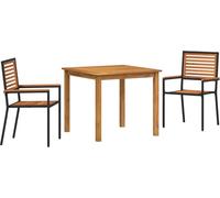 vidaXL Ensemble de jardin 3 pcs noir bois massif acacia