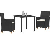 vidaXL Ensemble de jardin 3 pcs noir Poly-Rotin