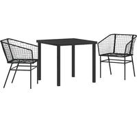vidaXL Ensemble de jardin 3 pcs noir Poly-Rotin