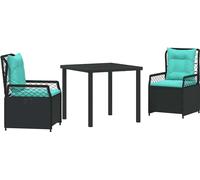 vidaXL Ensemble de jardin 3 pcs noir Poly-Rotin