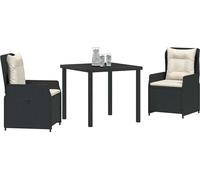 vidaXL Ensemble de jardin 3 pcs noir Poly-Rotin