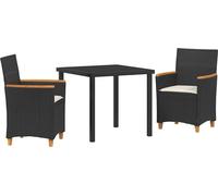 vidaXL Ensemble de jardin 3 pcs noir Poly-Rotin