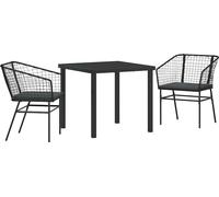 vidaXL Ensemble de jardin 3 pcs noir Poly-Rotin
