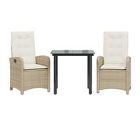 vidaXL Ensemble de jardin 3 pièces avec coussins Beige Poly Rattan
