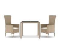 vidaXL Ensemble de jardin 3 pièces avec coussins Beige Poly Rattan