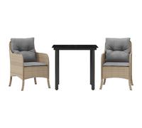 vidaXL Ensemble de jardin 3 pièces avec coussins Beige Poly Rattan