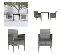 vidaXL Ensemble de jardin 3 pièces avec coussins Gris et Noir - Garden Dining Group - Garden Dining Group - Garden Meuble Set - Garden Meuble Set