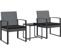 vidaXL Ensemble de jardin 3 pièces avec coussins Gris foncé Rotin PP